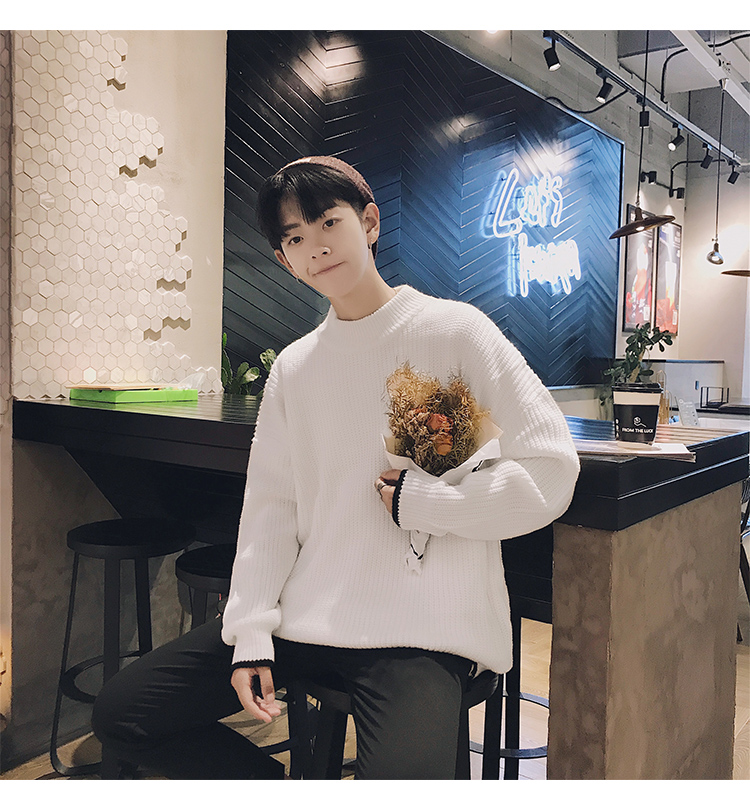 Áo len mùa thu nhỏ tươi nam áo len màu rắn đẹp trai cổ cao nửa cổ áo sang trọng Han Feng đầu thu mặc quần áo nam áo len nam