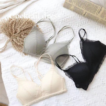 Fairy full of romantic mesh wavy edge comfort double shoulder straps slim cup underwire-free underwear bra set