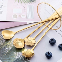 Net Red Cherry Blossom Small Spoon Cute Creative Stainless Steel Long Handle Spoon Coffee Stirring Spoon Ice Cream Honey Sweet Spoon