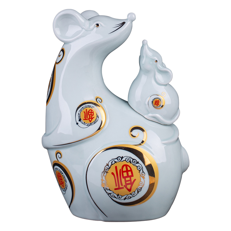 Jingdezhen ceramic bottle three jin fu rat rimmon the an empty bottle liquor jar jar creative custom box 1
