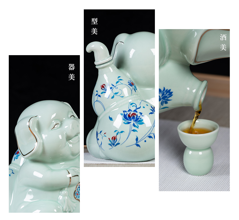 Jingdezhen ceramic zodiac bottle happy "creative gift three catties liquor pot seal jars with gift box