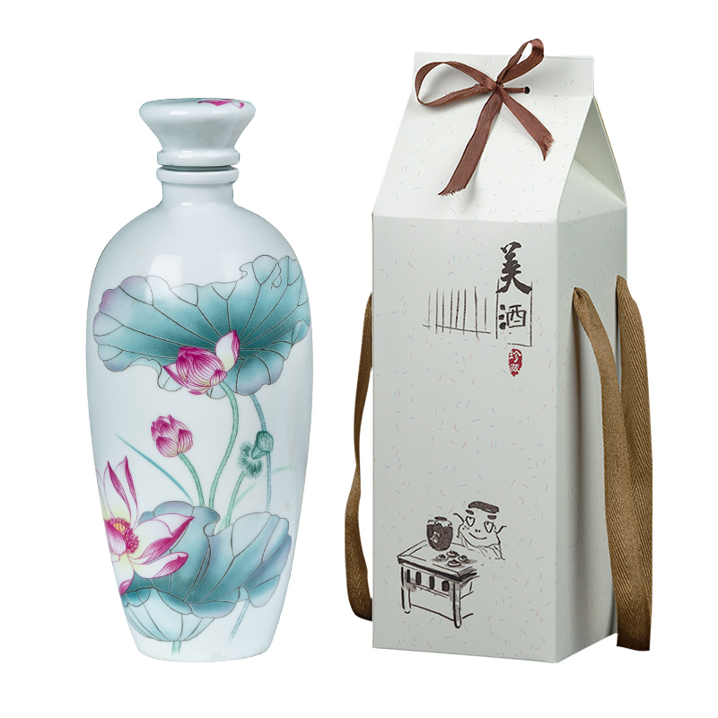 Jingdezhen ceramic bottle tang lotus archaize home an empty bottle, hip flask one jin liquor