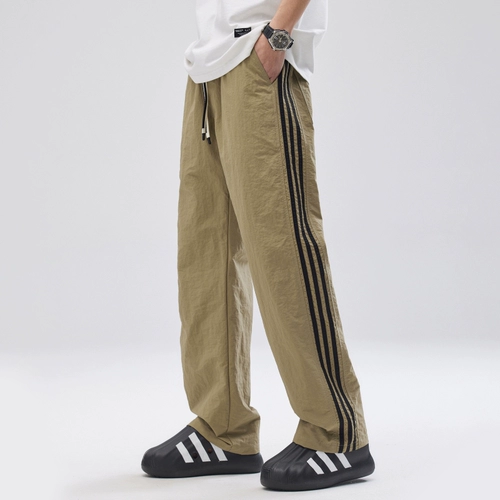 Мужские летние дышащие спортивные дорожные тонкие быстросохнущие штаны для отдыха, оверсайз, в американском стиле, свободный прямой крой