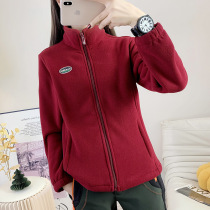 Fleece jacket for women in winter warm and thickened middle-aged and elderly outdoor fleece jacket for mothers silver fox velvet liner windproof fleece jacket