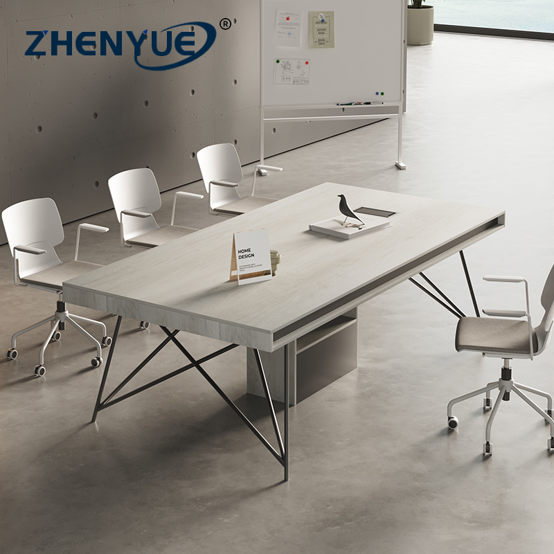 The conference table long table is a minimal modern meeting room 8 people to negotiate long strip simple meeting desk and chair combination