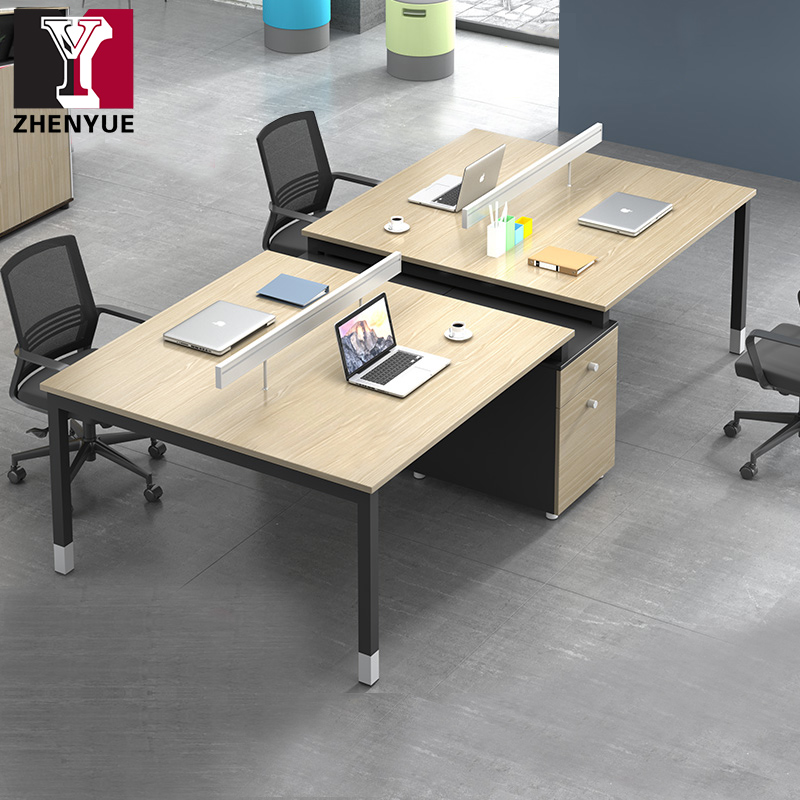 Desk Staff Minimalist Modern 2 4 Person Screen Employees Work