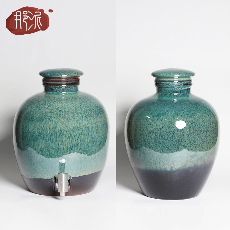 Ceramic Kilns BIG WINE VAT LIQUOR STORE WATER STORAGE TANK 20 CATTY WITH TAP WINE CYLINDER POPLAR PLUM WINE VAT HOME