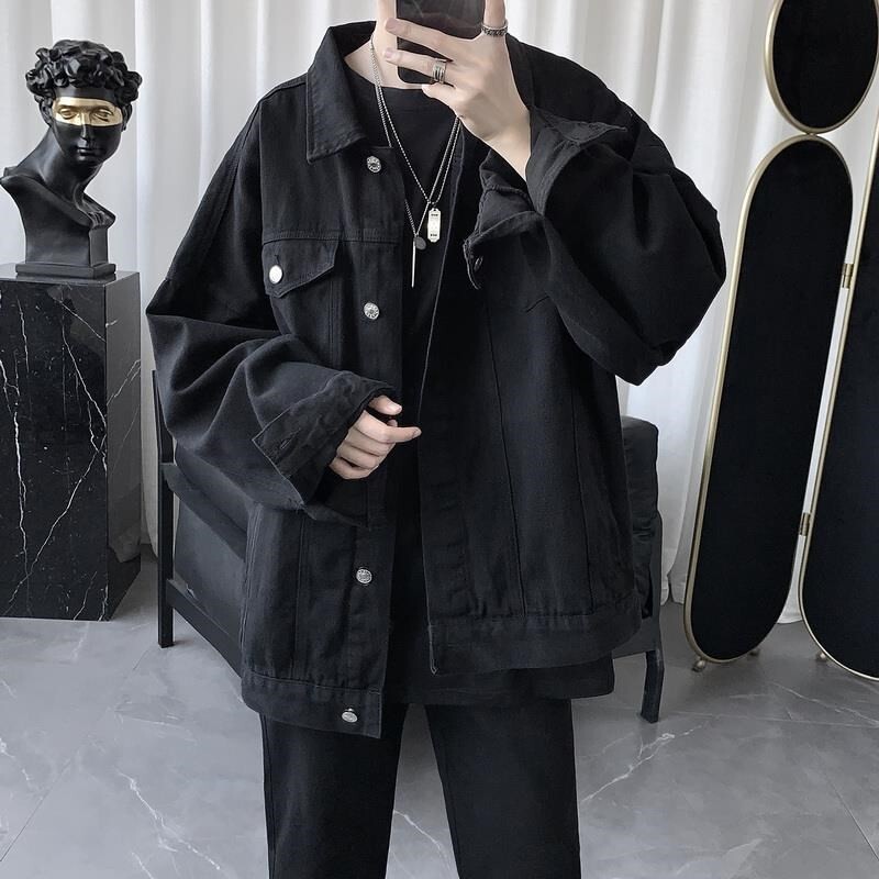 Vintage Denim Jacket for Men, Trendy Brand, Versatile for Spring and Autumn, Stylish Vibe, American-Style Outerwear Jacket
