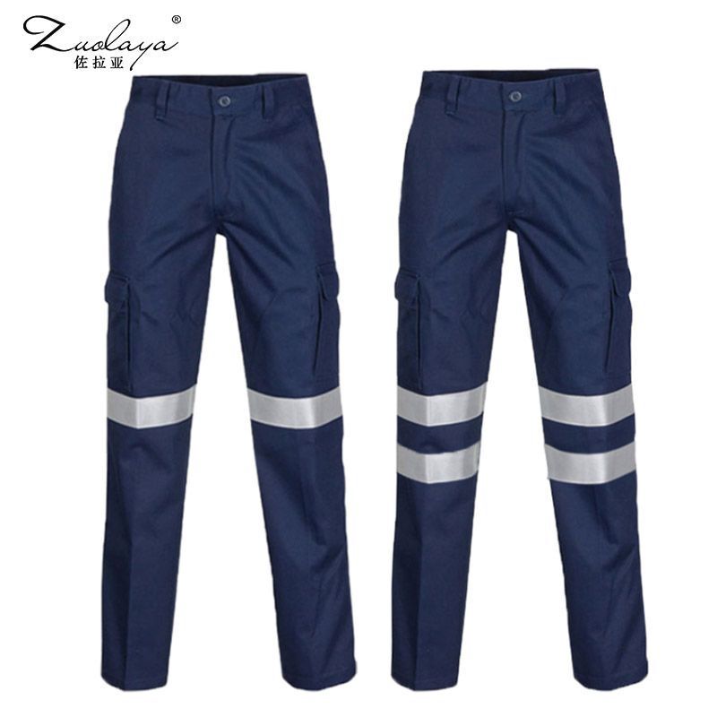 Printed Logo Work Pants, All-Cotton Reflective Work Pants for Men, Oil and Coal Mine Warning Safety Work Pants, Pure Cotton, Spring and Autumn