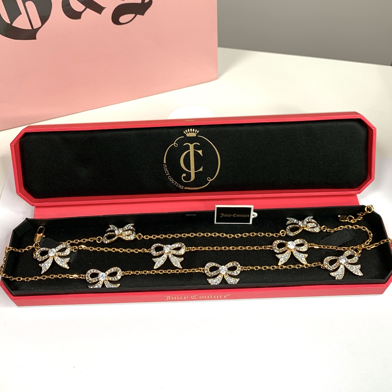 Juicy Orange Double-Layered Gold Long Necklace with Full Diamond Bowknot, Light Luxury Niche Design with a High-End Vibe