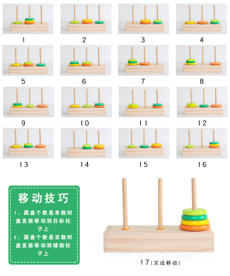 Tháp Hanota Mười lớp, 8 lớp, 10 lớp, Học sinh tiểu học thiếu nhi, Đào tạo tư duy logic, Đồ chơi giáo dục, Tháp Han Luo bằng gỗ - Đồ chơi IQ xe ô tô đồ chơi