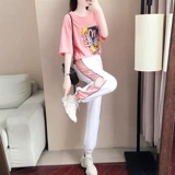 Розовый летний спортивный костюм, модный трендовый комплект