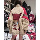 Демисезонная ретро трендовая мультяшная утепленная куртка, кардиган, с вышивкой, свободный крой