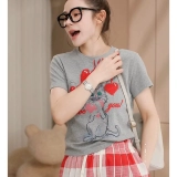 2025 новые летние модные повседневные и универсальные возрастные рубашки в корейском стиле с короткими рукавами и круглым вырезом, высококачественные топы в западном стиле для женщин