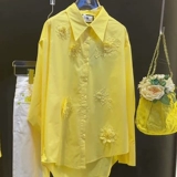 Трехмерная весенняя небольшая дизайнерская рубашка, в цветочек, тренд сезона, оверсайз, французский стиль