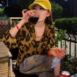 Ретро рубашка, тонкий кардиган, большой размер, воротник поло