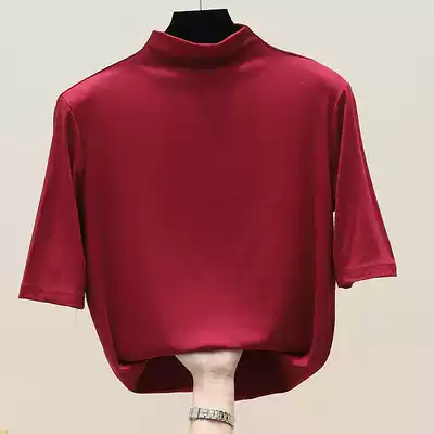 Five-point sleeve T-shirt women's summer 2021 new semi-high-neck short-sleeved thin slim modal mid-sleeve bottoming shirt