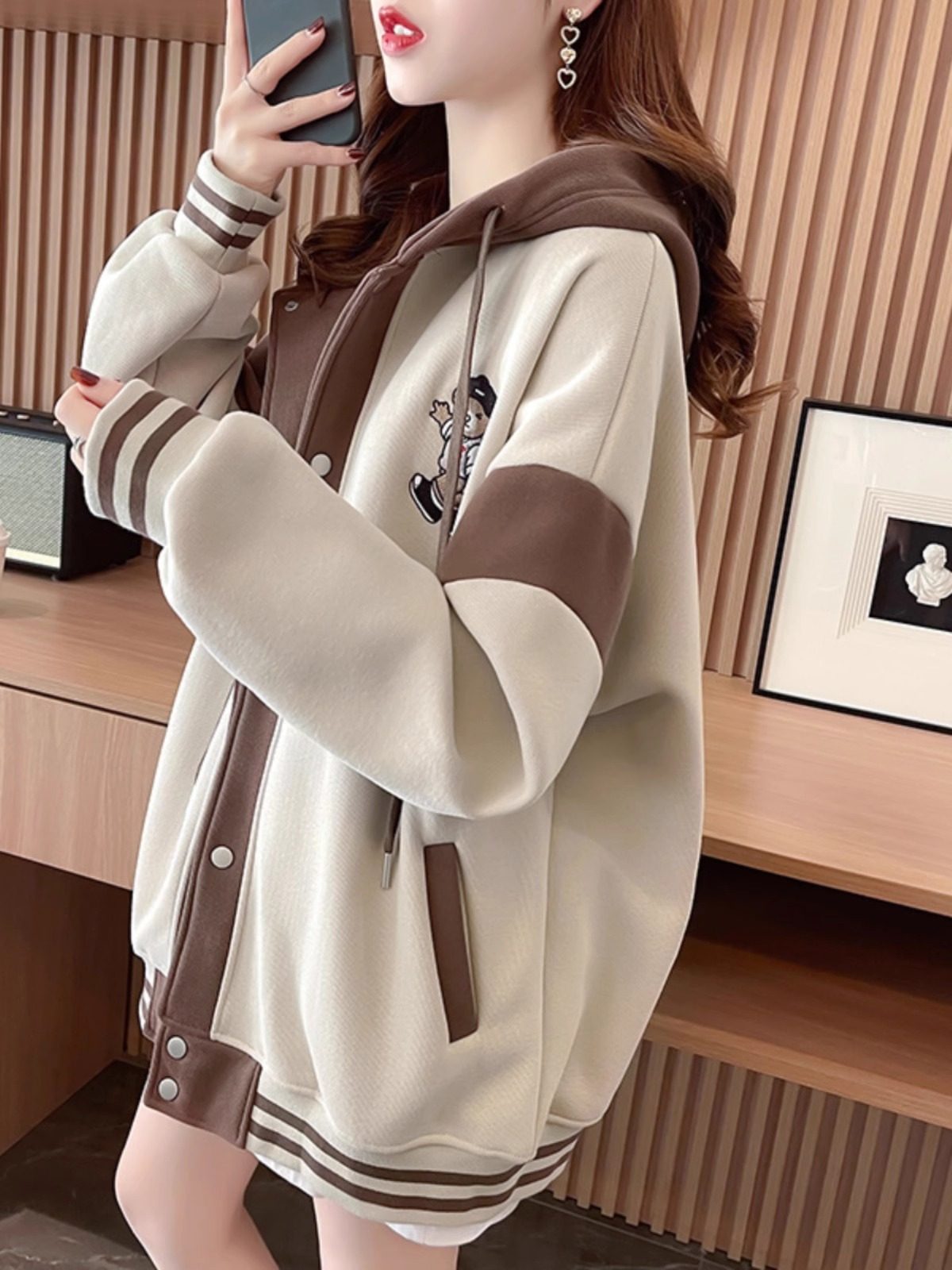 Gush thicken Coloured necropolis Women's autumn Winter 2023 new mid-length Covered Ass 100 Hitch Baseball Suit Jacket Tide-Taobao