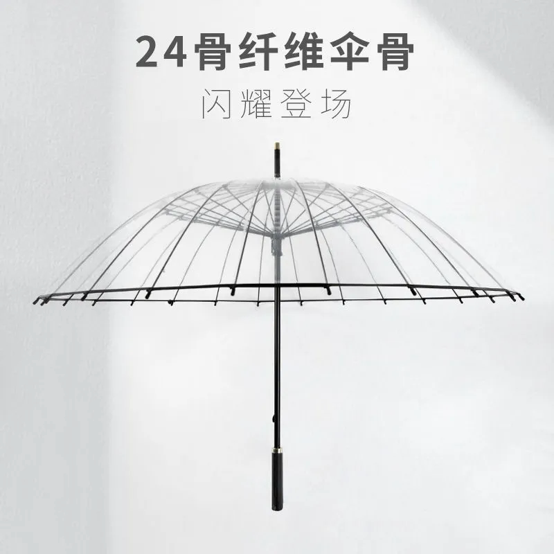 16-Rib Transparent Umbrella, High Aesthetic Value, Long Handle, Large Size, Wind-Resistant, Double-Person Fairy Internet Celebrity Umbrella, Automatic, Sturdy, Straight Shaft 16-Rib Transparent Umbrella, High Aesthetic Value, Long Handle, Large Size, Wind-Resistant, Double-Person Fairy Internet Celebrity Umbrella, Automatic, Sturdy, Straight Shaft