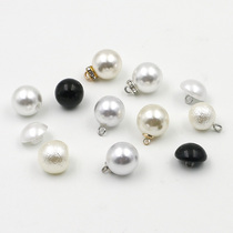 Pearl White Shirt Button Round Button Joker Small Fragrant Womens Decorated Cardigan Shirt Black Button