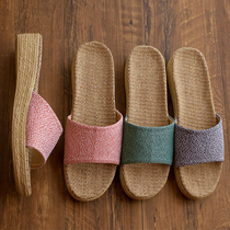 2021 New Home Cool Slippers At-home Indoor Non-slip Rubber Linen Slippers Woman Slippers Wearing abrasion resistant