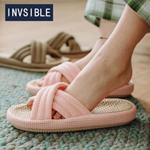 Linen Slippers Womens Season 2022 Home Use Summer Indoor Anti-Slip Breathable Thick Bottom Deodorant Cool Slippers Men
