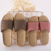 Home lovers indoor slippers wood floor cotton linen slippers at home non-slip male and female thick bottom summer cool 2022