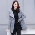 12.4 Cool GG kiểm soát truy cập dây kéo cổ tròn mùa đông mỏng trong đoạn dài màu rắn đơn giản áo len lông cừu 7096 áo phao lông vũ Trung bình và dài Coat