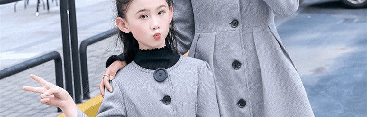 Mát aga mùa thu mới kẻ sọc nút cha mẹ và con trong dài đô thị slim dress 1836 đầm xòe công chúa