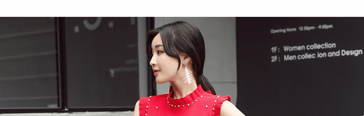 Mát gamma thời trang mới Hàn Quốc Slim dài màu rắn nhỏ đứng cổ áo tính khí đính cườm thanh lịch đầm 7828 chân váy tennis