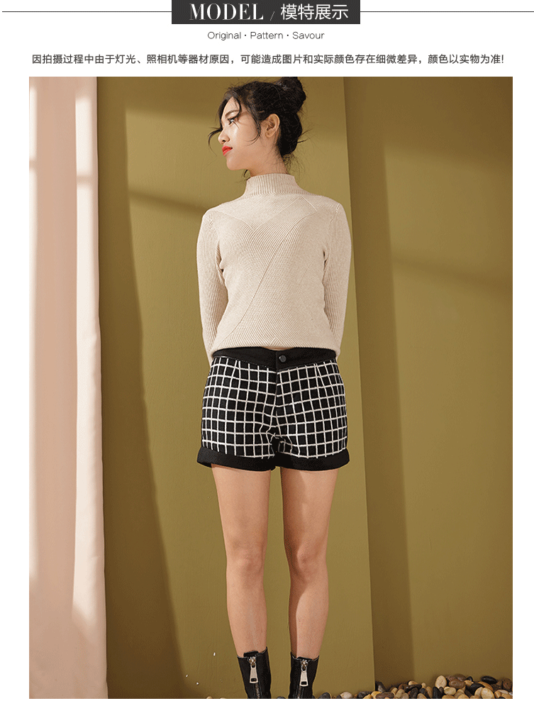 Tính tình mát mẻ đơn giản kiểm tra quần short hoang dã 126 thời trang nữ đẹp