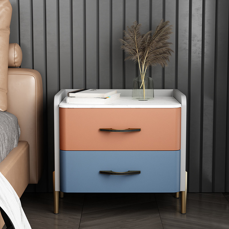 Solid wood bed cabinet Light luxury simple modern bedroom creative net red ins installation-free simple rock panel storage cabinet