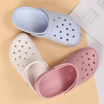 Korean version of the big power with the same hole shoes female ins wind Baotou non-slip flat slippers women wear nurse sandals summer