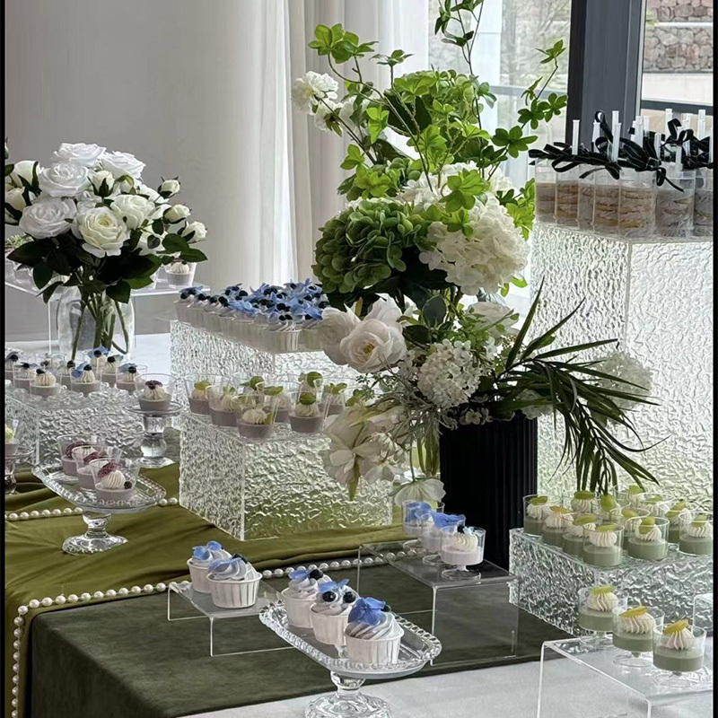 Acrylic Water Ripple Dessert Table Glass Tea Break Display Cold Meal Hotel Business New Year Tea Break Decoration Set