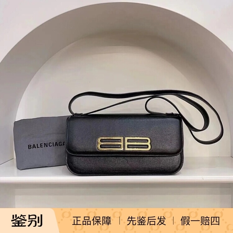 【Kkkk】Balenciaga Gossip Small Leather Baguette Crossbody Shoulder Bag