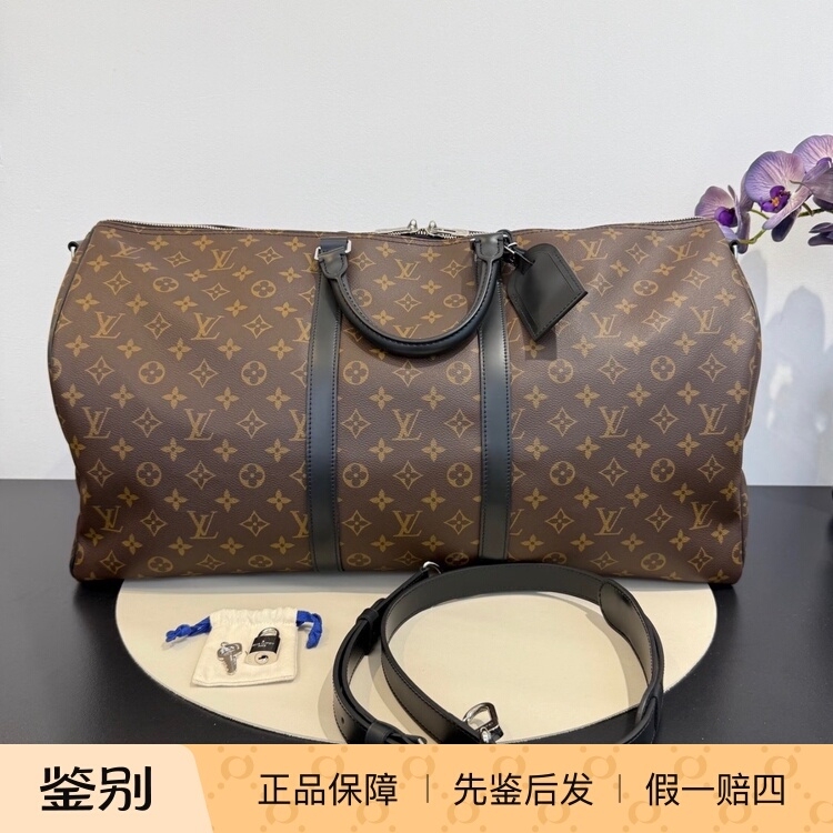【Kkkk】Lv Louis Vuitton Keepall 55 Black Monogram Handbag Shoulder Crossbody Bag Travel Bag