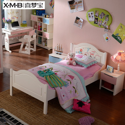 喜梦宝 实木床 单人床 儿童公主床 女孩 1米1.2