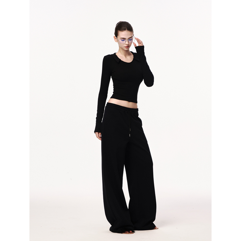 Jlaunt Black Wide-Leg Pants for Women, Loose Straight-Leg Sweatpants, Sports Casual Pants, American Style Trendy Floor-Length Pants Jlaunt Black Wide-Leg Pants for Women, Loose Straight-Leg Sweatpants, Sports Casual Pants, American Style Trendy Floor-Length Pants