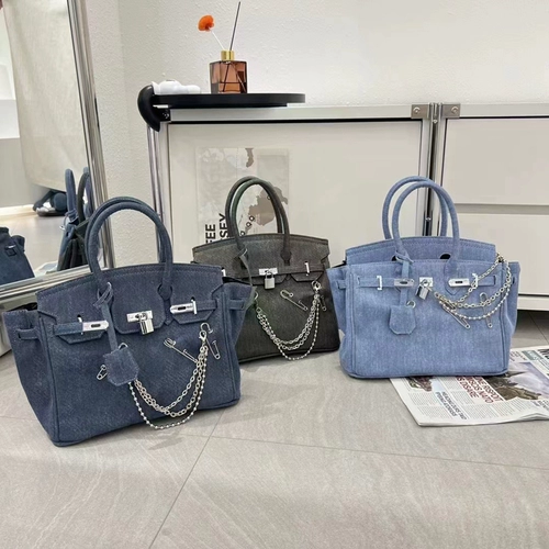 Небольшая сумка, джинсовая сумка на одно плечо, дизайнерские штаны, платиновая цепь, популярно в интернете, горизонтальная версия