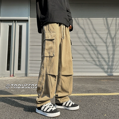 Осеннее термобелье, трендовые штаны, в корейском стиле, оверсайз, свободный прямой крой