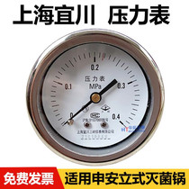 Shanghai Yichuan Upper Ridge Pressure gauge 0-0 4MPa New standard Shanghai Shenan upright pressure steam sterilizer
