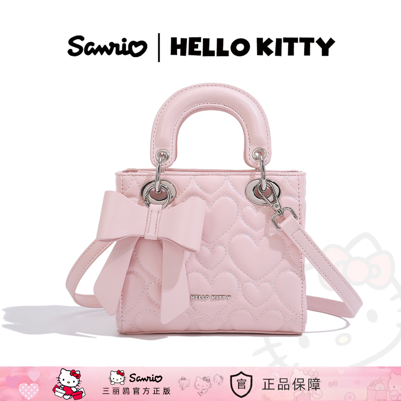 Hello Kitty Princess Diana Bag Heart Bow Handbag Women's Niche Design Shoulder Crossbody Bag