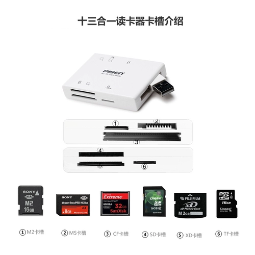 品胜 Читатель карт Multi -Uniform SD Universal Multi -Spurpose Mini M2 Small TF камера SLR CF Universal Card