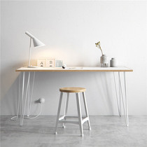  Desk Simple light luxury modern solid wood writing desk Nordic style household wrought iron student computer desk Bedroom economical