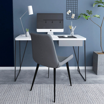  White desk Light luxury ins Nordic small apartment desk and chair combination Simple computer desk desk dual-use writing desk