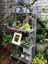 Floor-to-ceiling balcony flower rack succulent gardening groceries display rack Multi-layer wrought iron indoor and outdoor space-saving flower pot rack