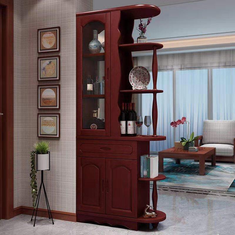 Solid wood wine cabinet porch cabinet modern minimalist living room small apartment partition against the wall entry shoe cabinet integrated double-sided screen