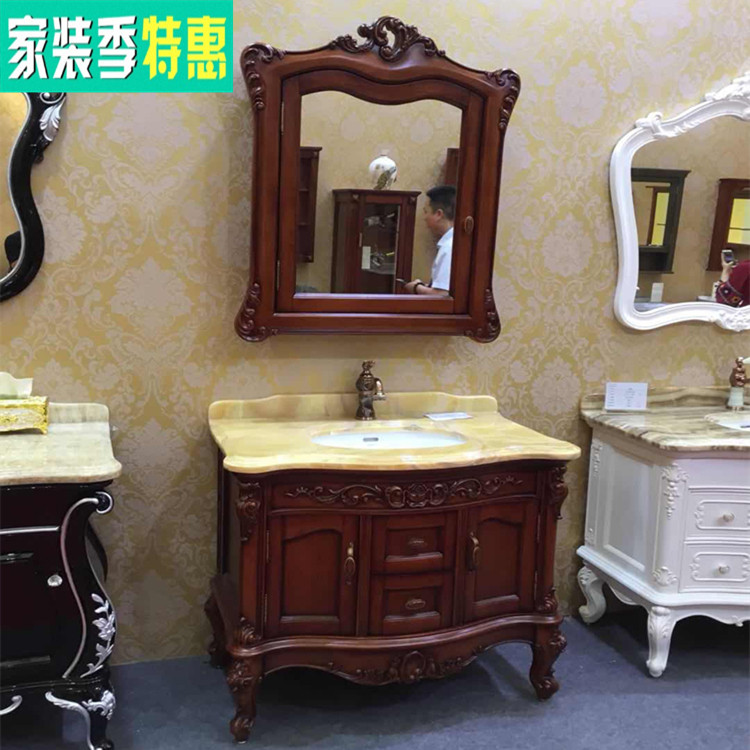 Eurostyle Oak Wood Bath Cabinet Combined Bathroom Wash WASH FACE TERRACE BASIN CABINET MIRROR CABINET MAKEUP ROOM FLOOR STYLE MINIMALIST WASH TERRACE