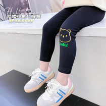 Girl high elastic beating bottom pants spring fit children 100 hitch fit elastic small leggings pants female baby pure cotton long pants tide