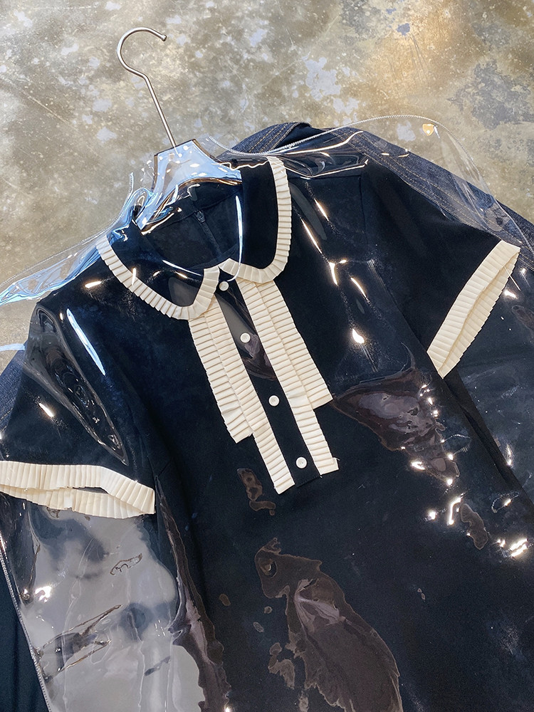 Brand Fold Discount Store Mall Special Cabinet Withdrawal Cabinet Female Clothing Tailstock Clear Cabin Summer White Plexue Snowspun Black Doll Collar Foreign Dress